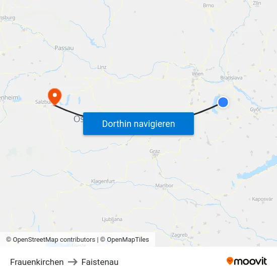 Frauenkirchen to Faistenau map