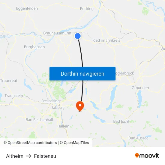 Altheim to Faistenau map