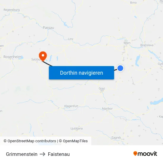 Grimmenstein to Faistenau map