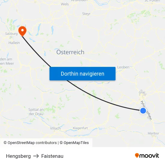 Hengsberg to Faistenau map