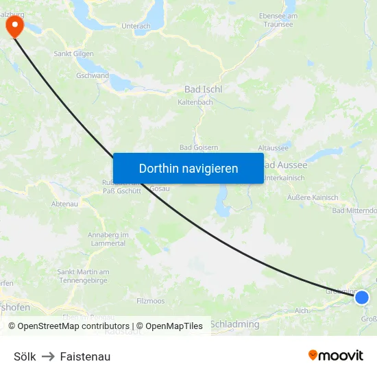 Sölk to Faistenau map
