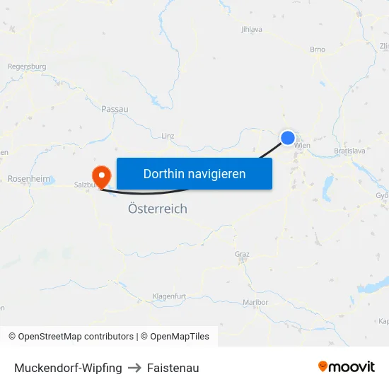 Muckendorf-Wipfing to Faistenau map