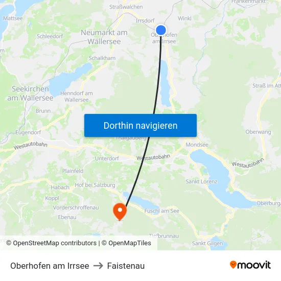 Oberhofen am Irrsee to Faistenau map