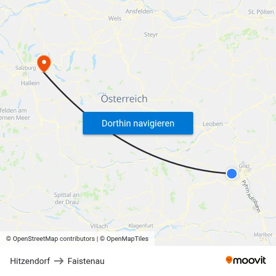 Hitzendorf to Faistenau map