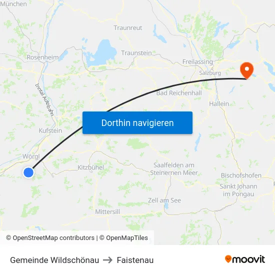 Gemeinde Wildschönau to Faistenau map