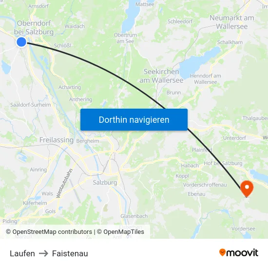Laufen to Faistenau map