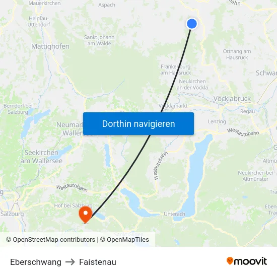 Eberschwang to Faistenau map