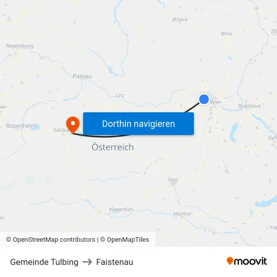Gemeinde Tulbing to Faistenau map