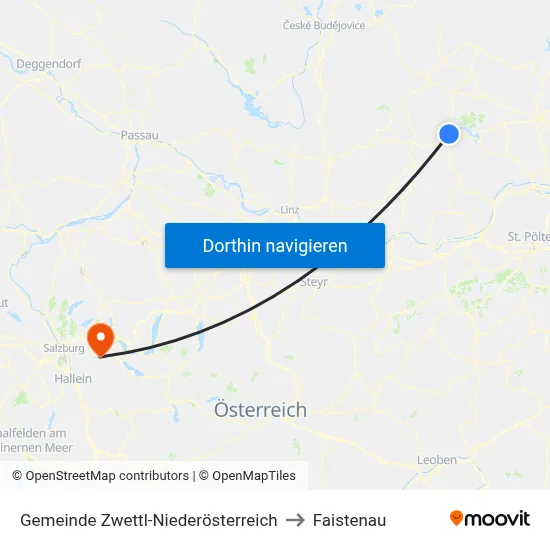 Gemeinde Zwettl-Niederösterreich to Faistenau map