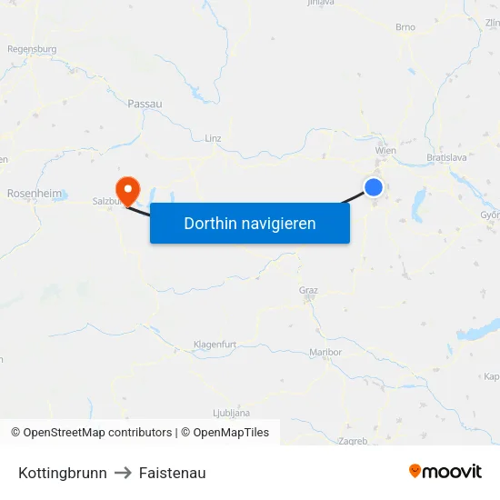 Kottingbrunn to Faistenau map
