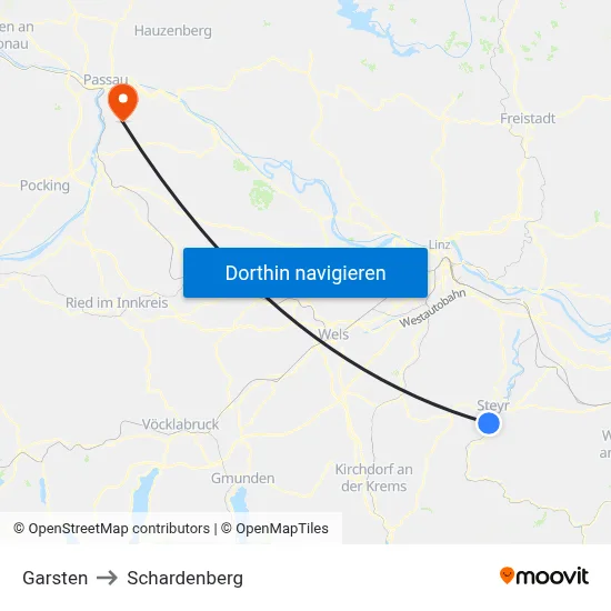 Garsten to Schardenberg map