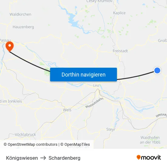 Königswiesen to Schardenberg map