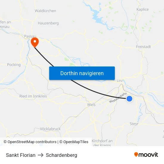 Sankt Florian to Schardenberg map