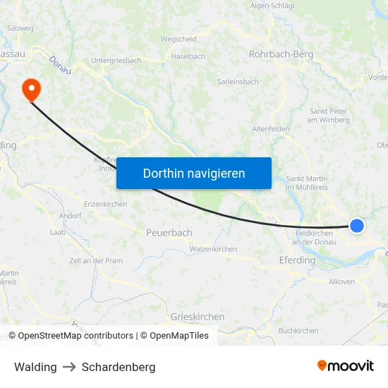 Walding to Schardenberg map