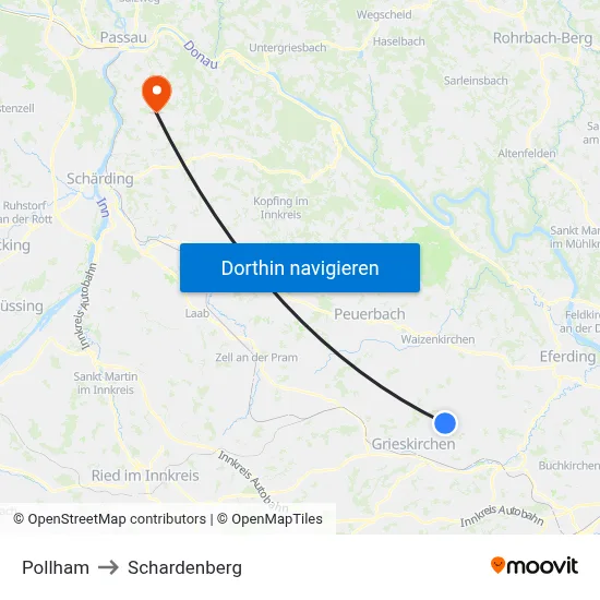 Pollham to Schardenberg map
