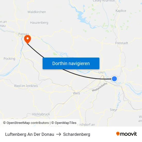 Luftenberg An Der Donau to Schardenberg map