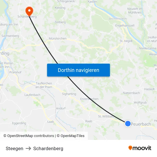 Steegen to Schardenberg map