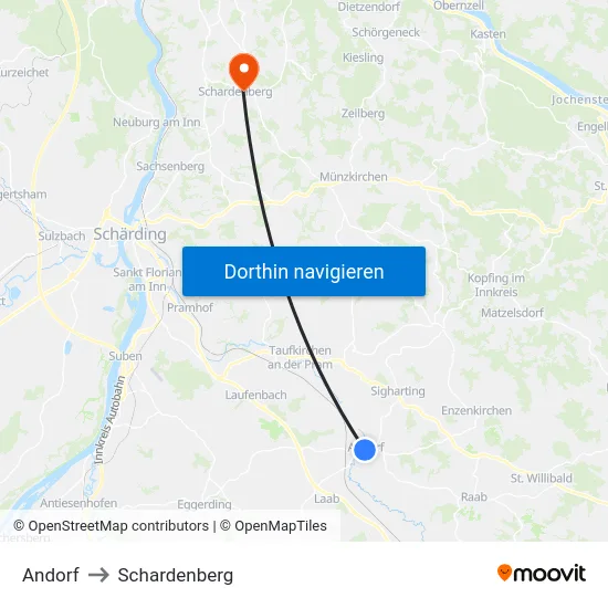 Andorf to Schardenberg map
