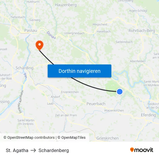 St. Agatha to Schardenberg map