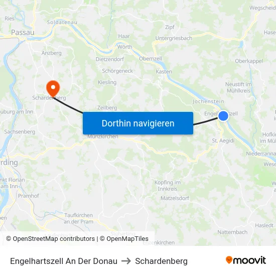 Engelhartszell An Der Donau to Schardenberg map