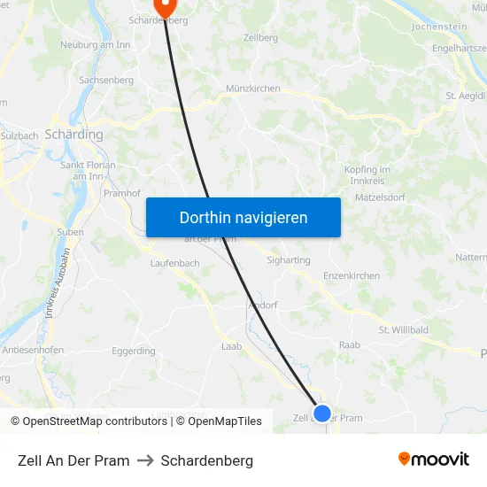Zell An Der Pram to Schardenberg map