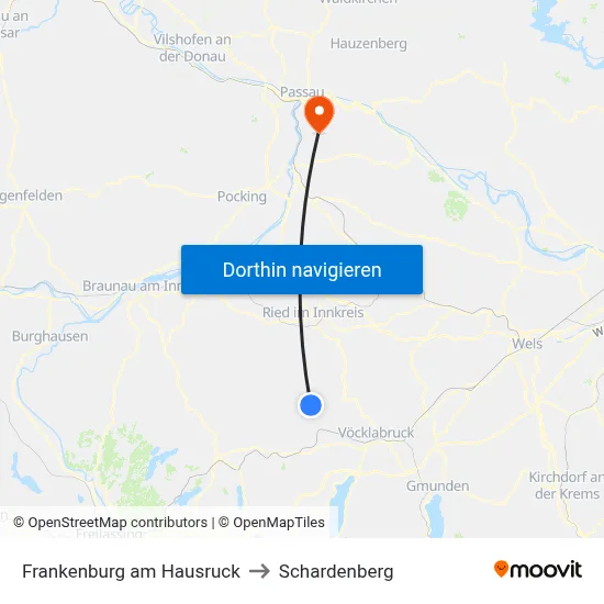 Frankenburg am Hausruck to Schardenberg map