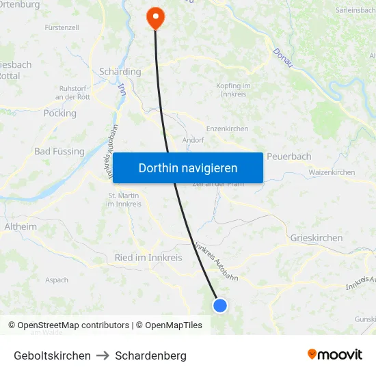Geboltskirchen to Schardenberg map