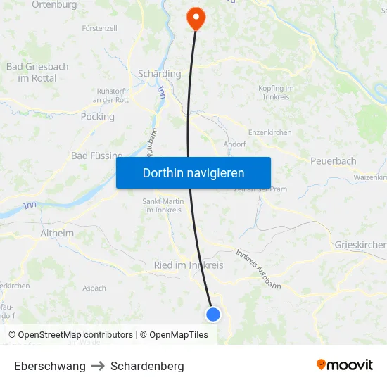 Eberschwang to Schardenberg map