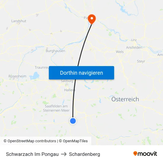 Schwarzach Im Pongau to Schardenberg map
