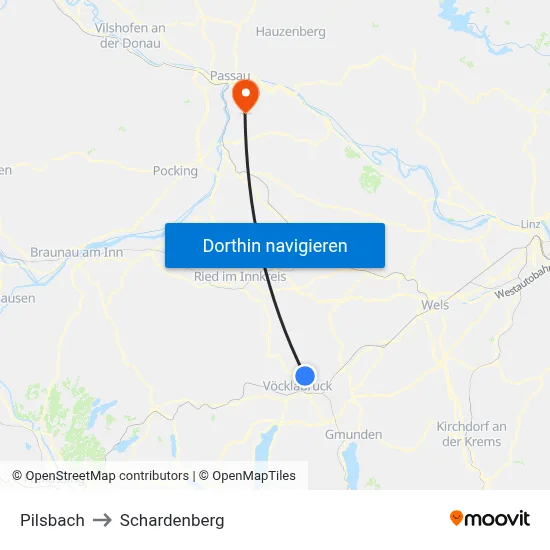 Pilsbach to Schardenberg map