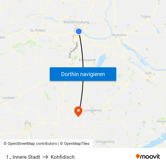 1., Innere Stadt to Kohfidisch map