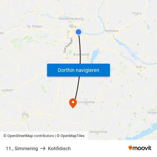 11., Simmering to Kohfidisch map
