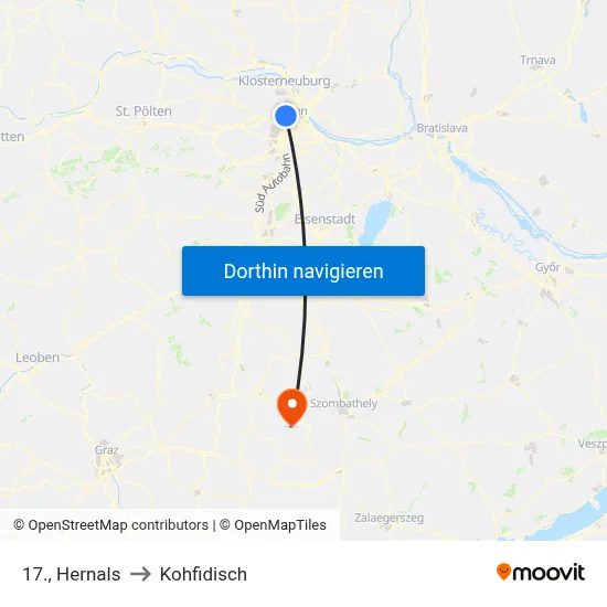 17., Hernals to Kohfidisch map