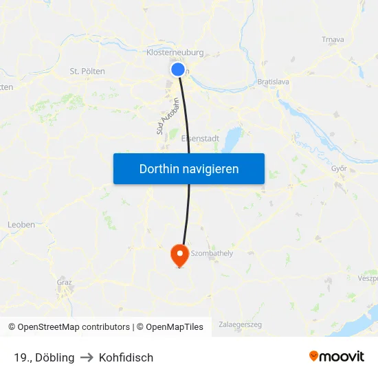 19., Döbling to Kohfidisch map