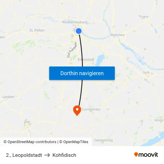 2., Leopoldstadt to Kohfidisch map