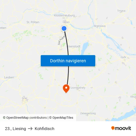 23., Liesing to Kohfidisch map