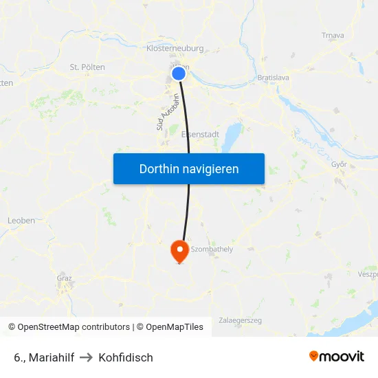 6., Mariahilf to Kohfidisch map