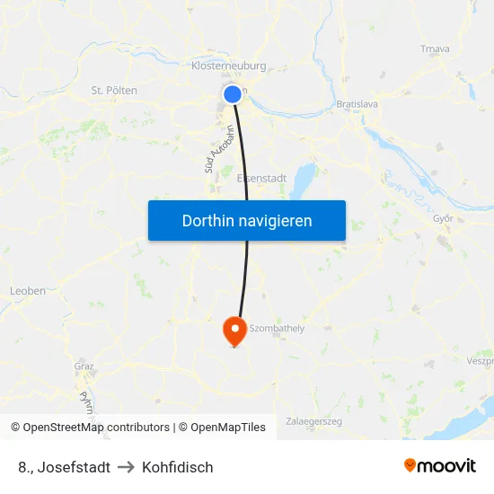 8., Josefstadt to Kohfidisch map