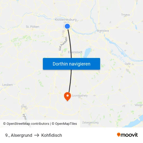 9., Alsergrund to Kohfidisch map