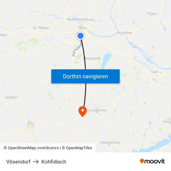 Vösendorf to Kohfidisch map