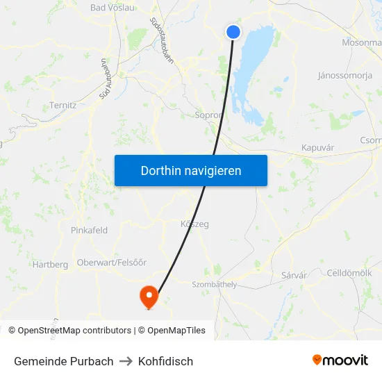 Gemeinde Purbach to Kohfidisch map