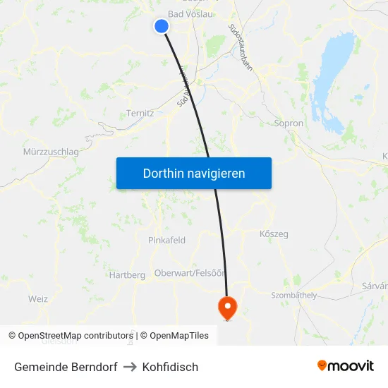 Gemeinde Berndorf to Kohfidisch map