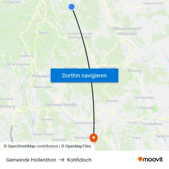 Gemeinde Hollenthon to Kohfidisch map