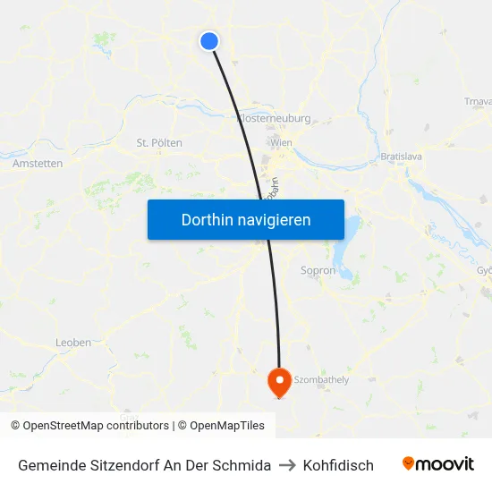 Gemeinde Sitzendorf An Der Schmida to Kohfidisch map