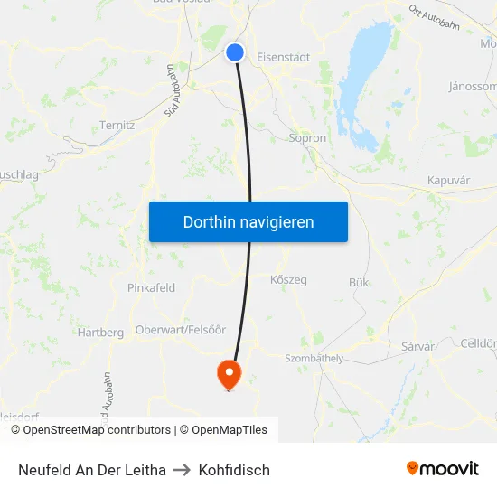 Neufeld An Der Leitha to Kohfidisch map