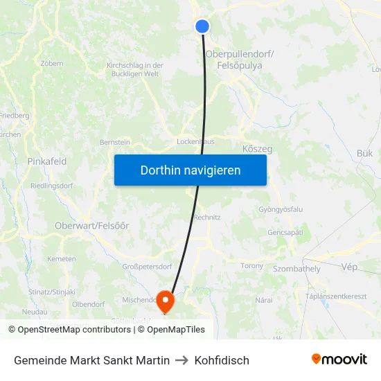 Gemeinde Markt Sankt Martin to Kohfidisch map