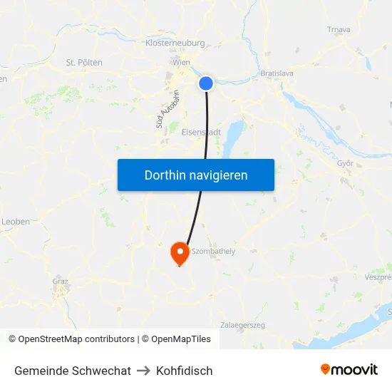 Gemeinde Schwechat to Kohfidisch map