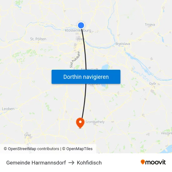 Gemeinde Harmannsdorf to Kohfidisch map