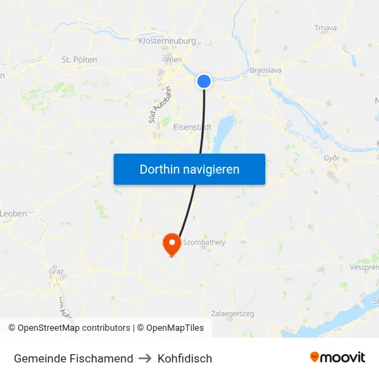 Gemeinde Fischamend to Kohfidisch map