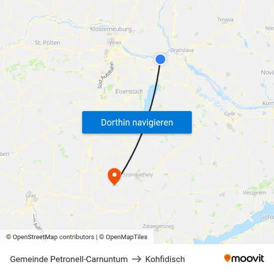 Gemeinde Petronell-Carnuntum to Kohfidisch map